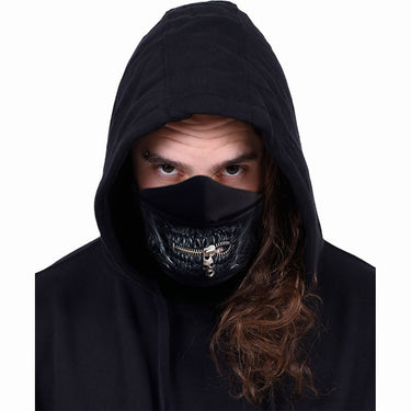 unisex goth style face mask with zipper and black skull